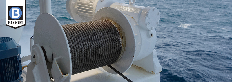 Hydraulic winch with ocean in the background