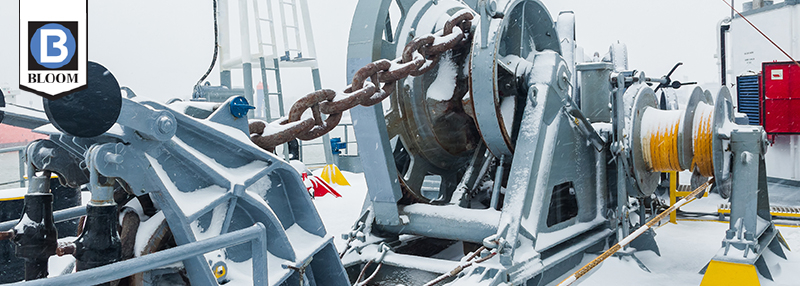 Snow surrounding a heavy duty winches 